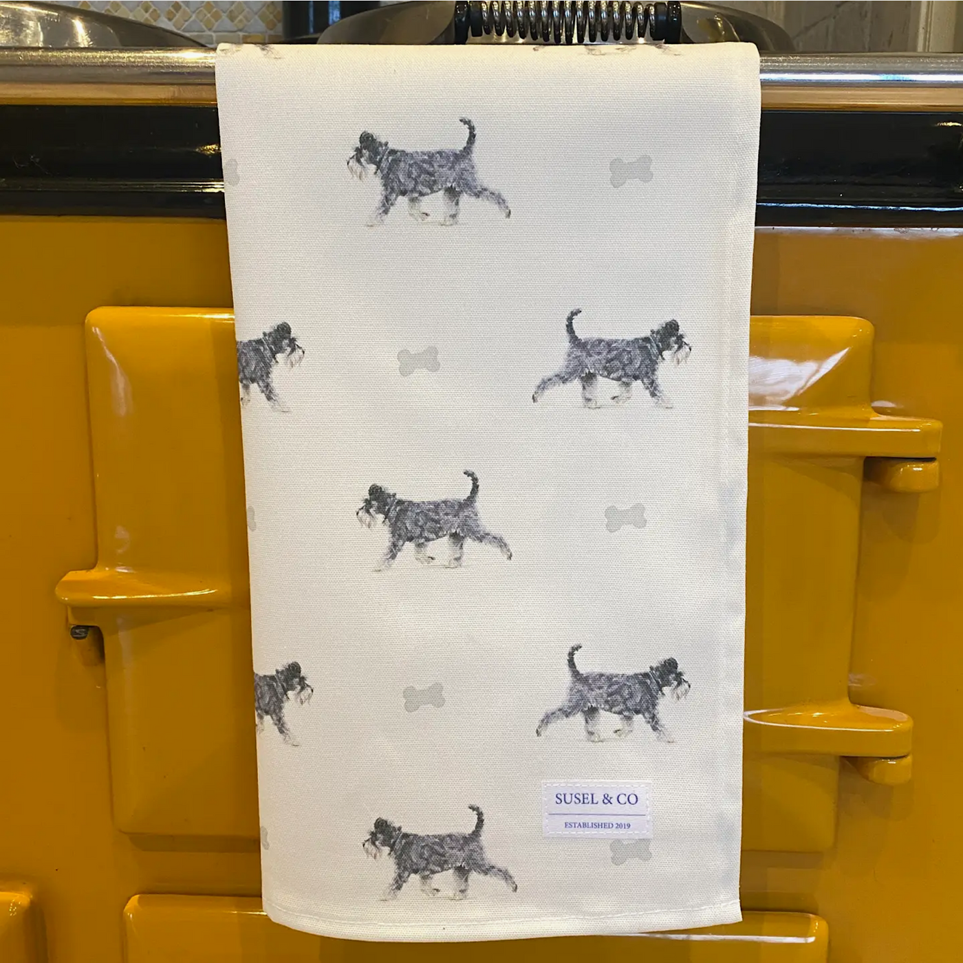 Schnauzer (Weiß) - Geschirrtuch