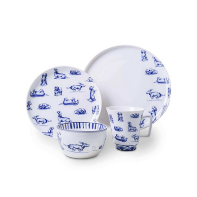 Heinen Delfts Blauw - Geschirrset Dackel Nhaan