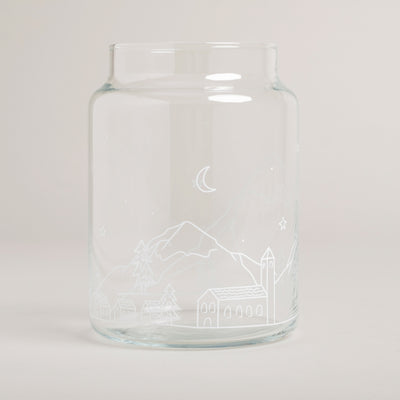 Eulenschnitt - Vase aus Glas Schneelandschaft (groß)