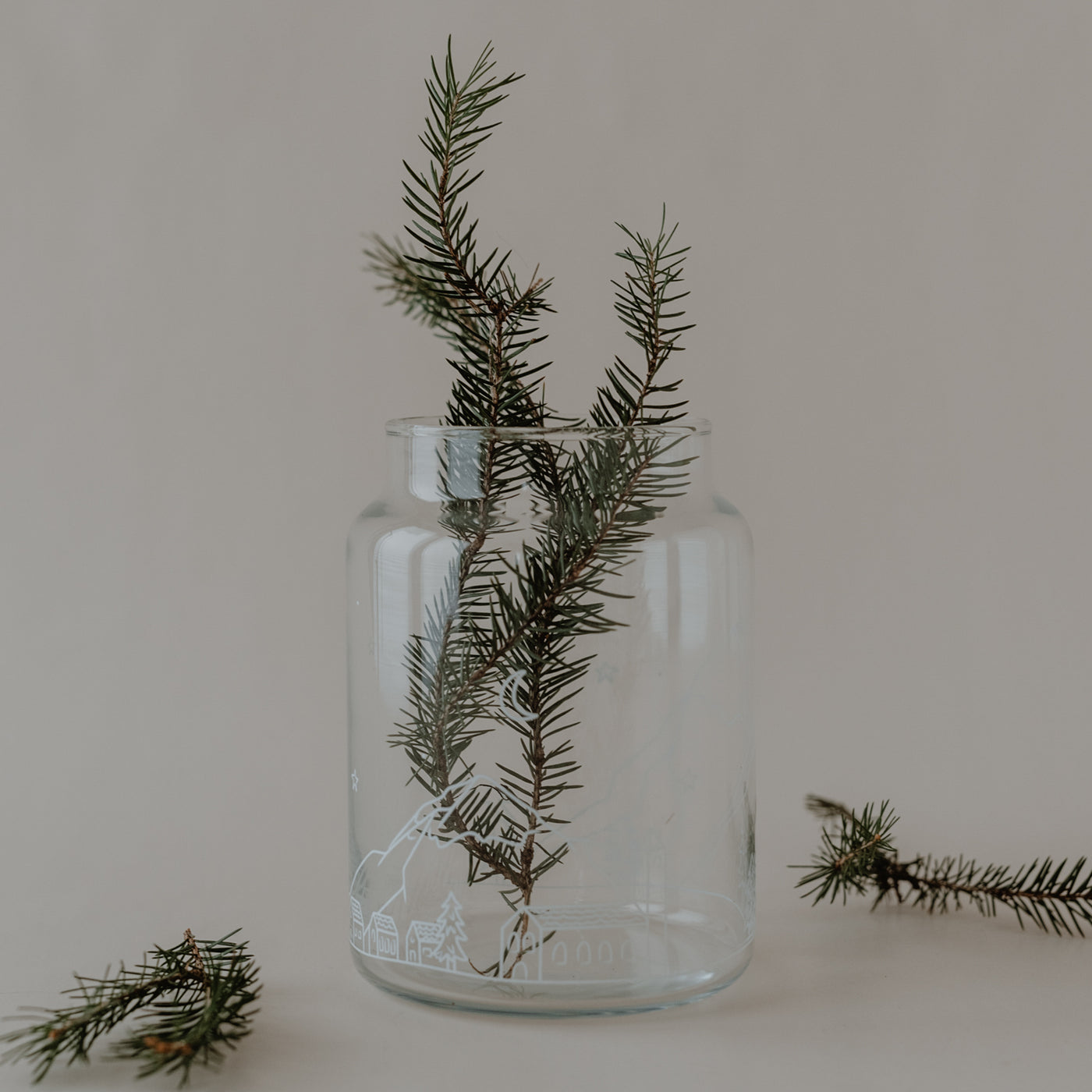 Eulenschnitt - Vase aus Glas Schneelandschaft (groß)